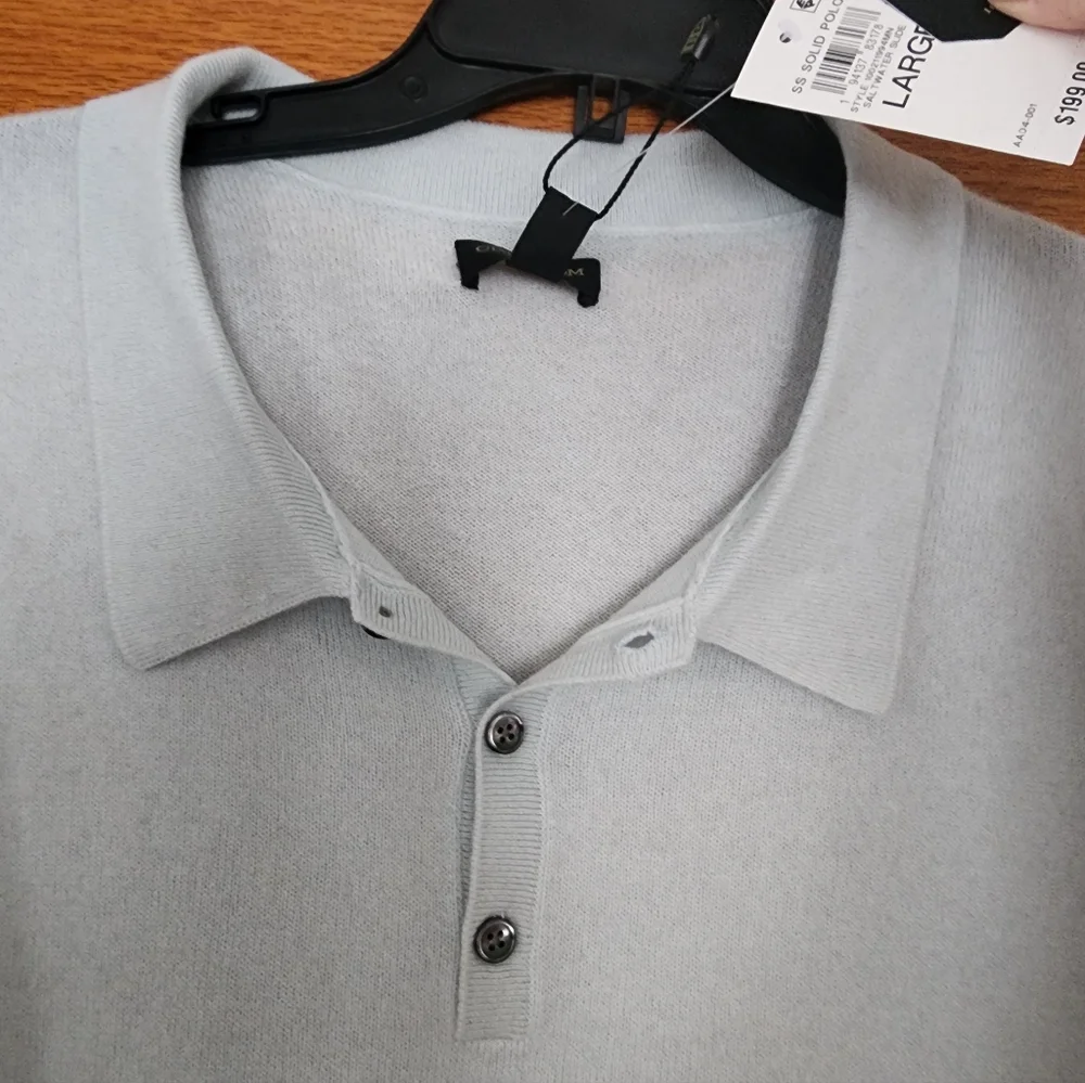 NWT Mens Club Room Cashmere Polo Sweater, Sz L